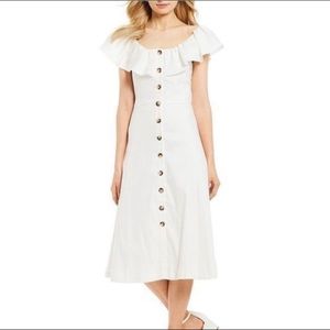 New Antonio Melani Dress linen cotton white fabric size 8